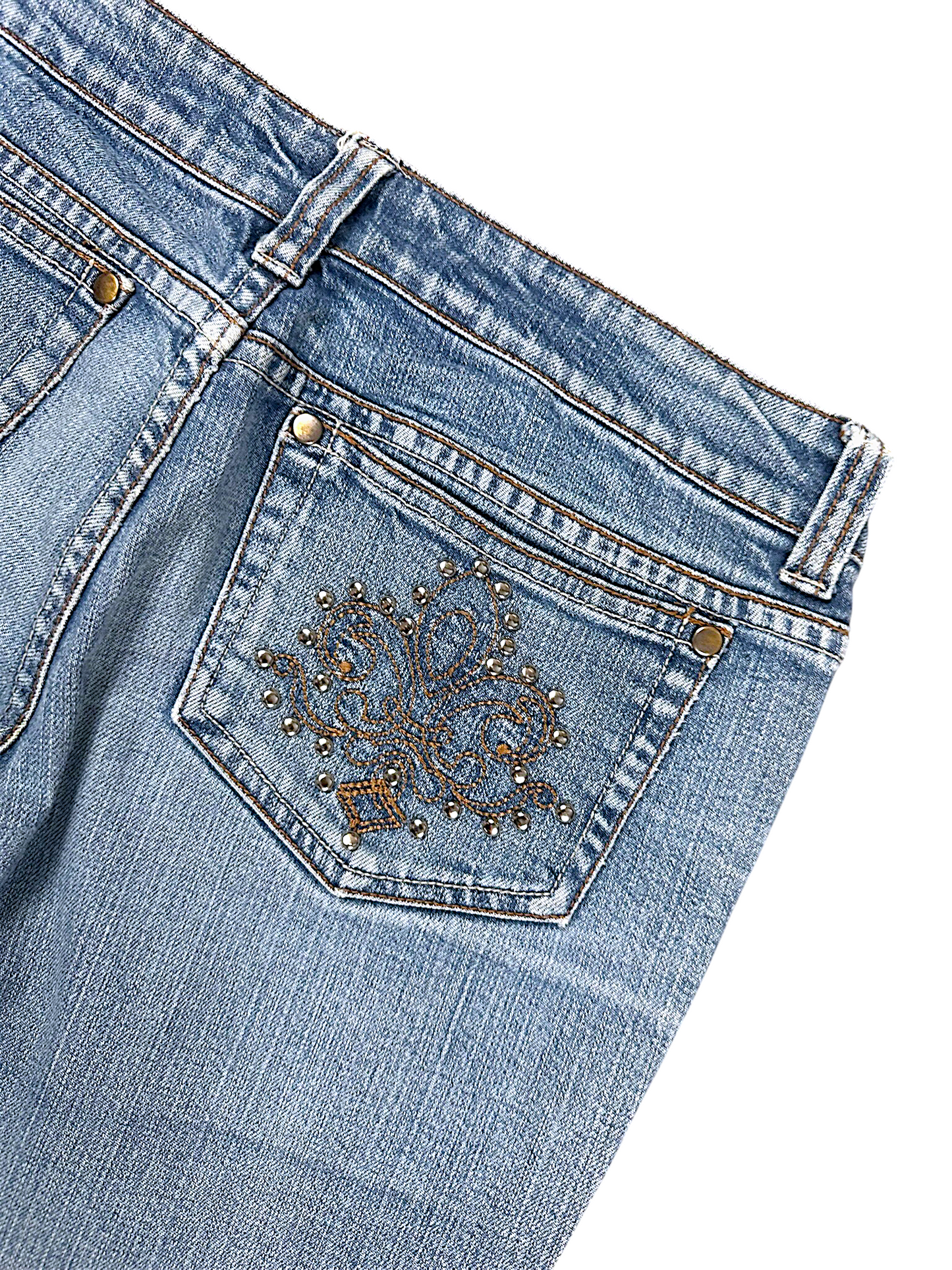 Vintage Embroidery Y2K Low Waist Bootcut / Flared Damenjeans (S)