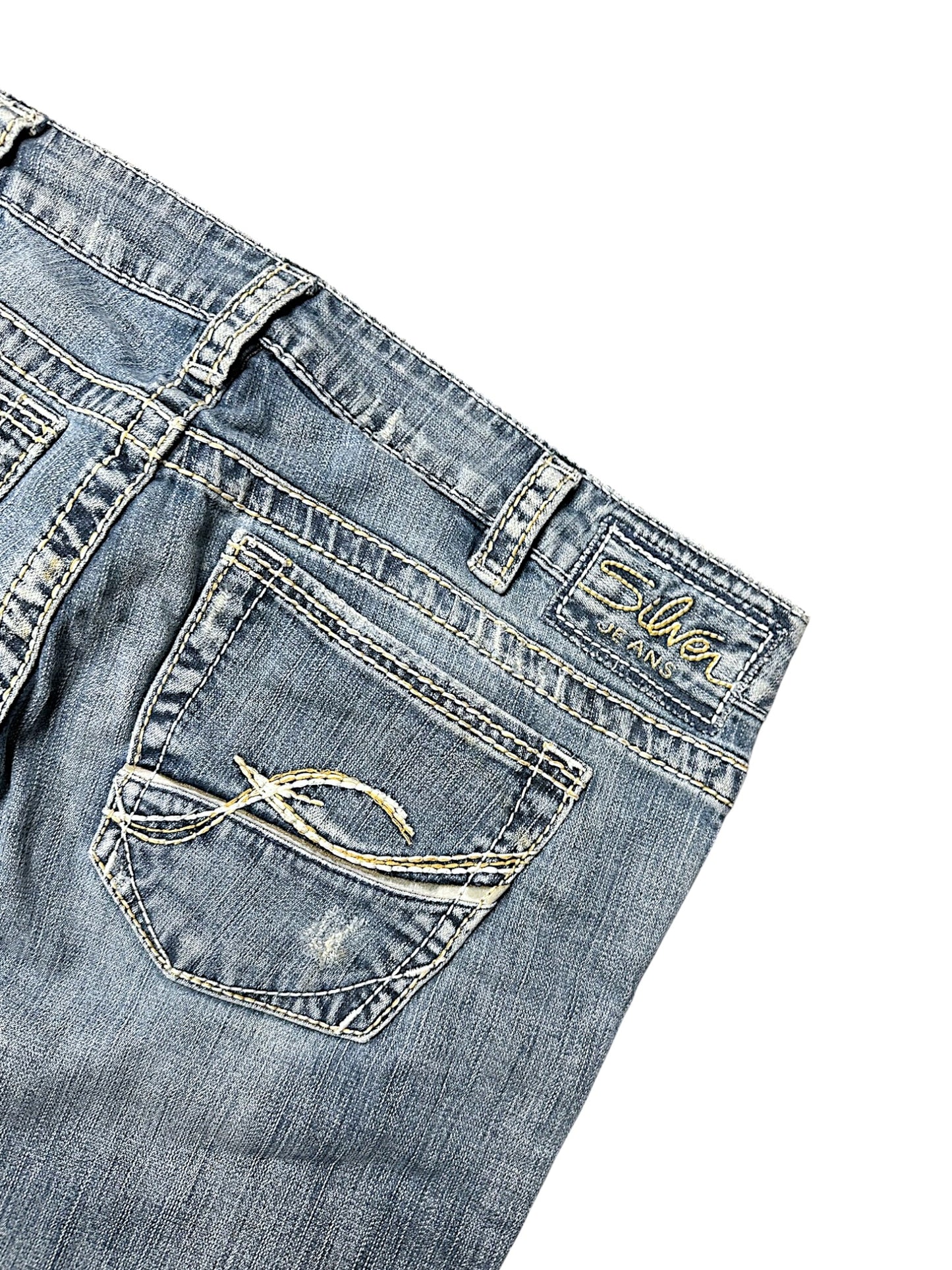 Vintage Silver Y2K Low Waist Flared Damenjeans (M)