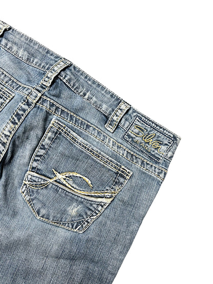 Vintage Silver Y2K Low Waist Flared Damenjeans (M)
