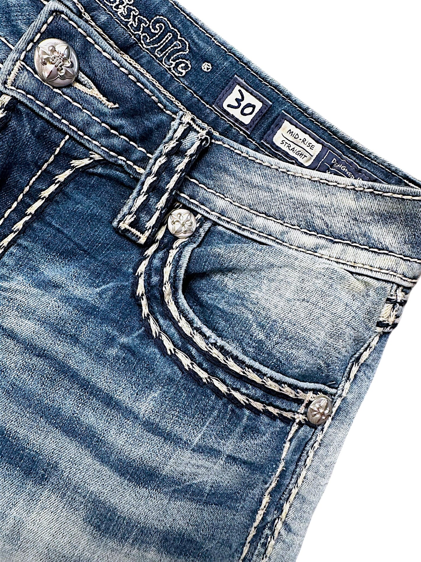 Vintage Miss Me Y2K Low Waist Bootcut Damenjeans (S)