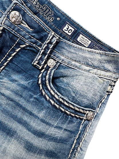 Vintage Miss Me Y2K Low Waist Bootcut Damenjeans (S)