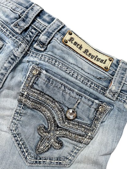 Vintage Rock Revival Y2K Low Waist Bootcut / Flared Damenjeans (S)