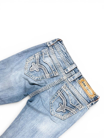 Vintage Rock Revival Y2K Low Waist Bootcut Damenjeans (S)