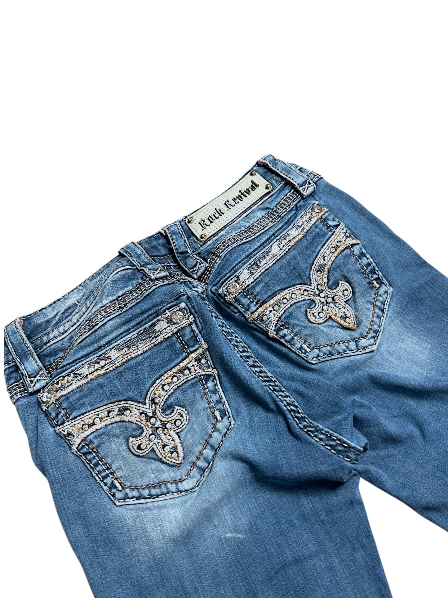 Vintage Rock Revival Y2K Low Waist Bootcut Damenjeans (S)
