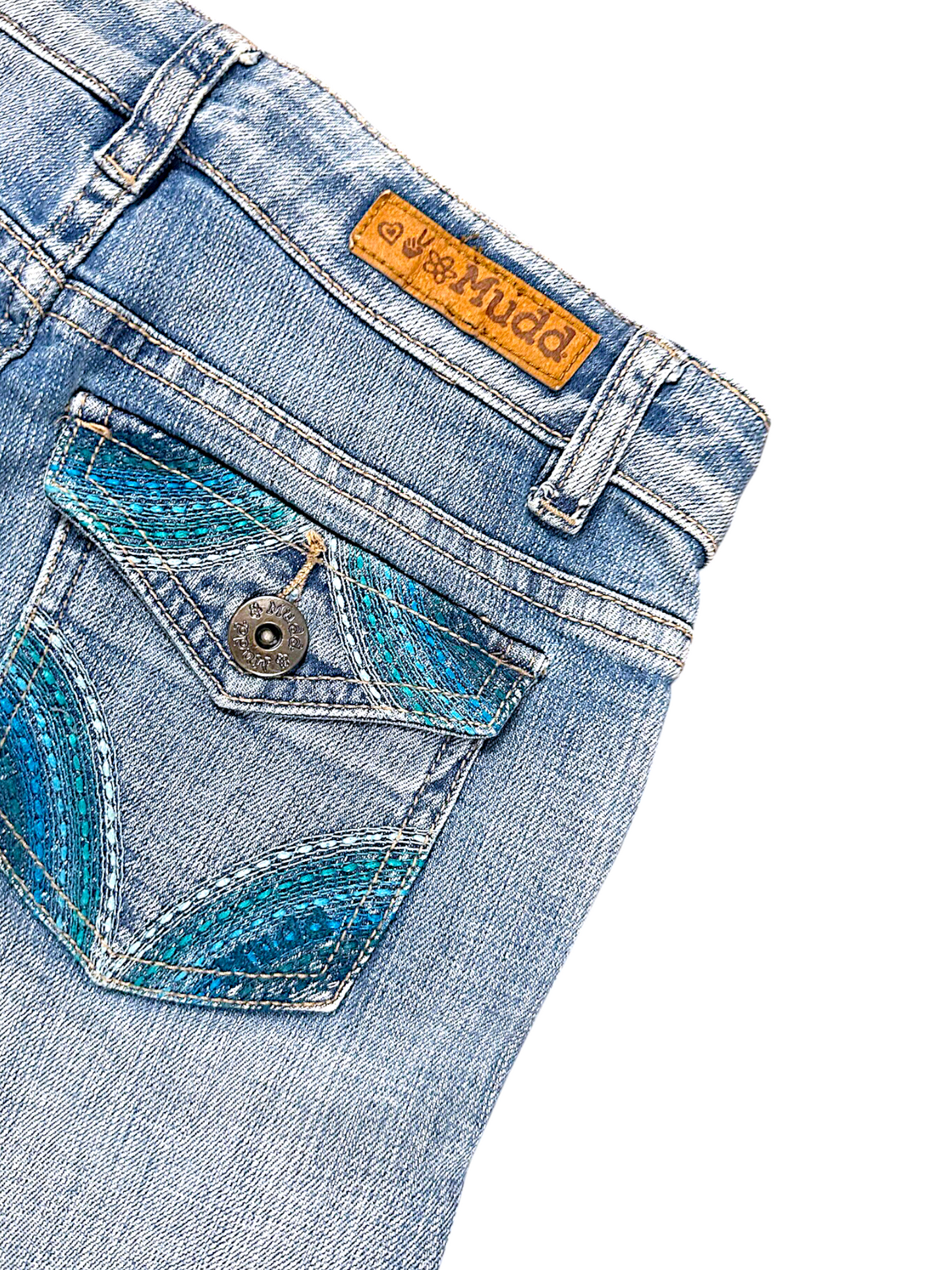 Vintage Embroidery Y2K Low Waist Bootcut / Flared Damenjeans (XS)