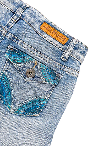 Vintage Embroidery Y2K Low Waist Bootcut / Flared Damenjeans (XS)