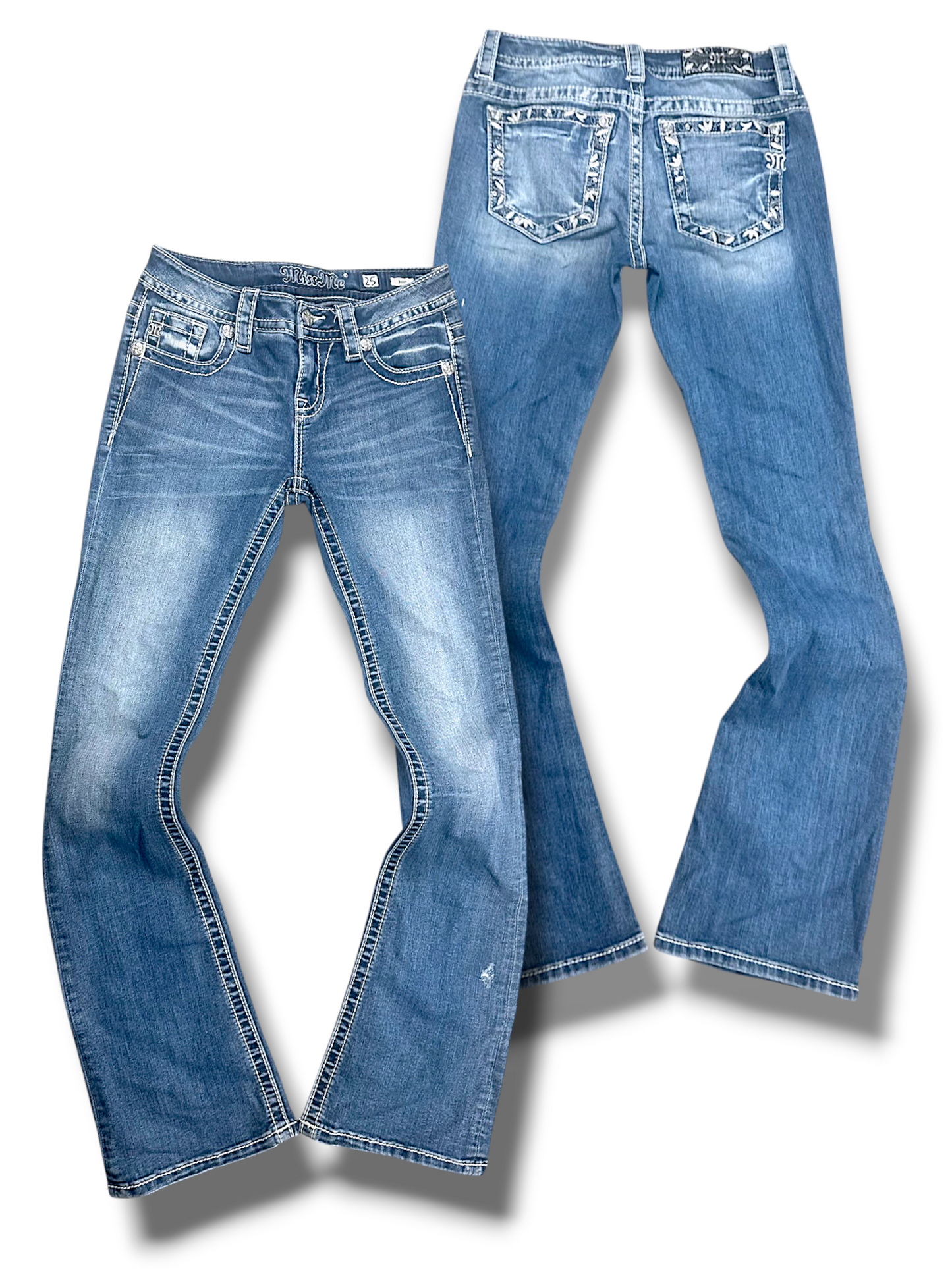 Vintage Miss Me Y2K Low Waist Bootcut Damenjeans (S)