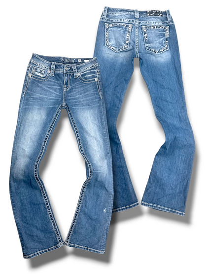 Vintage Miss Me Y2K Low Waist Bootcut Damenjeans (S)
