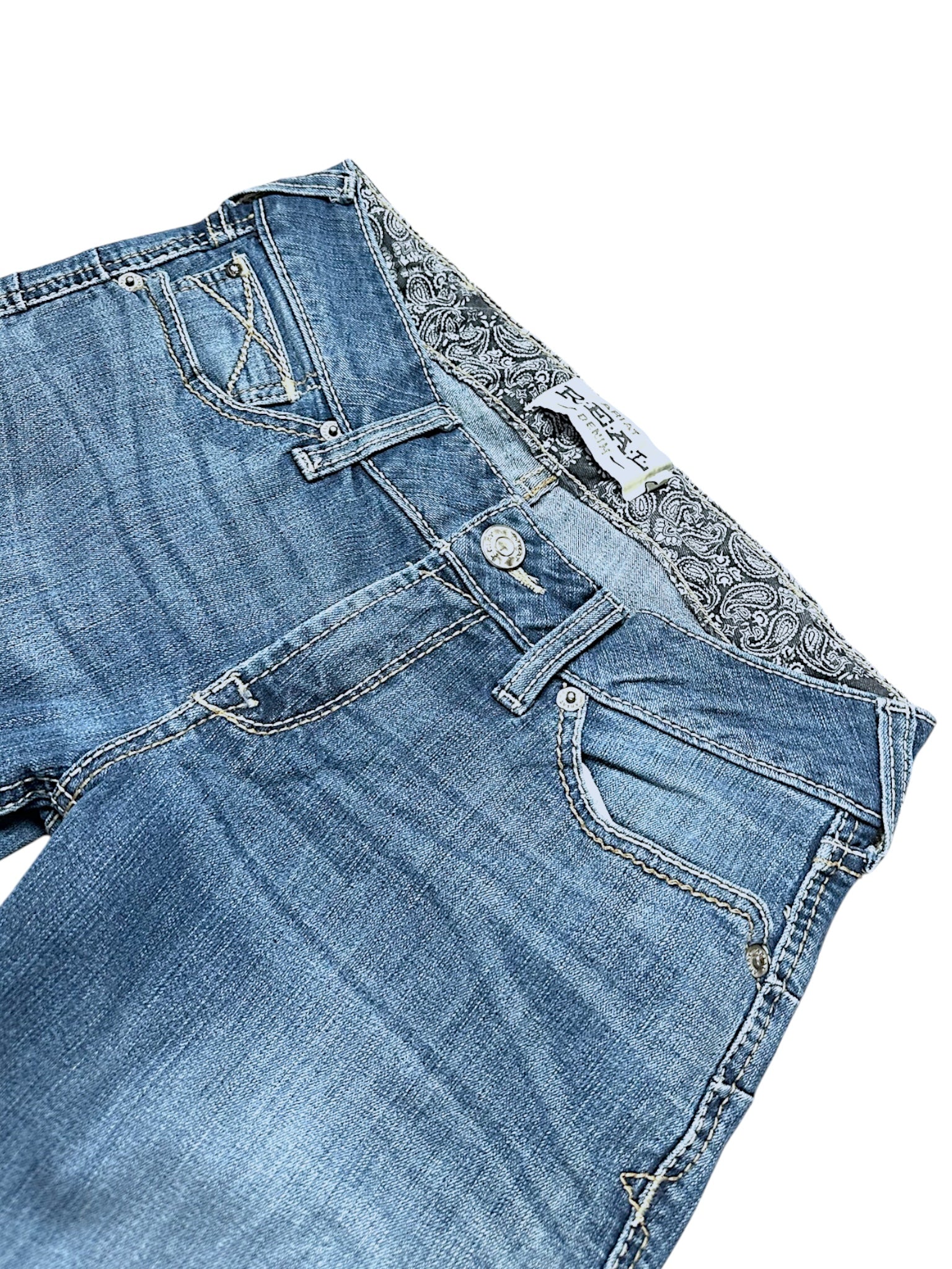 Vintage Embroidery Y2K Low Waist Bootcut / Flared Damenjeans (L)