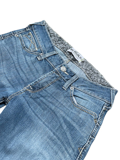 Vintage Embroidery Y2K Low Waist Bootcut / Flared Damenjeans (L)