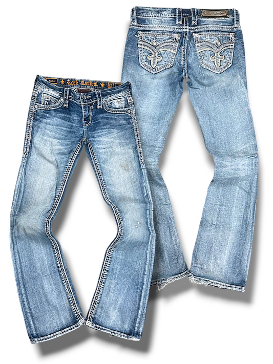 Vintage Rock Revival Y2K Low Waist Bootcut / Flared Damenjeans (S)