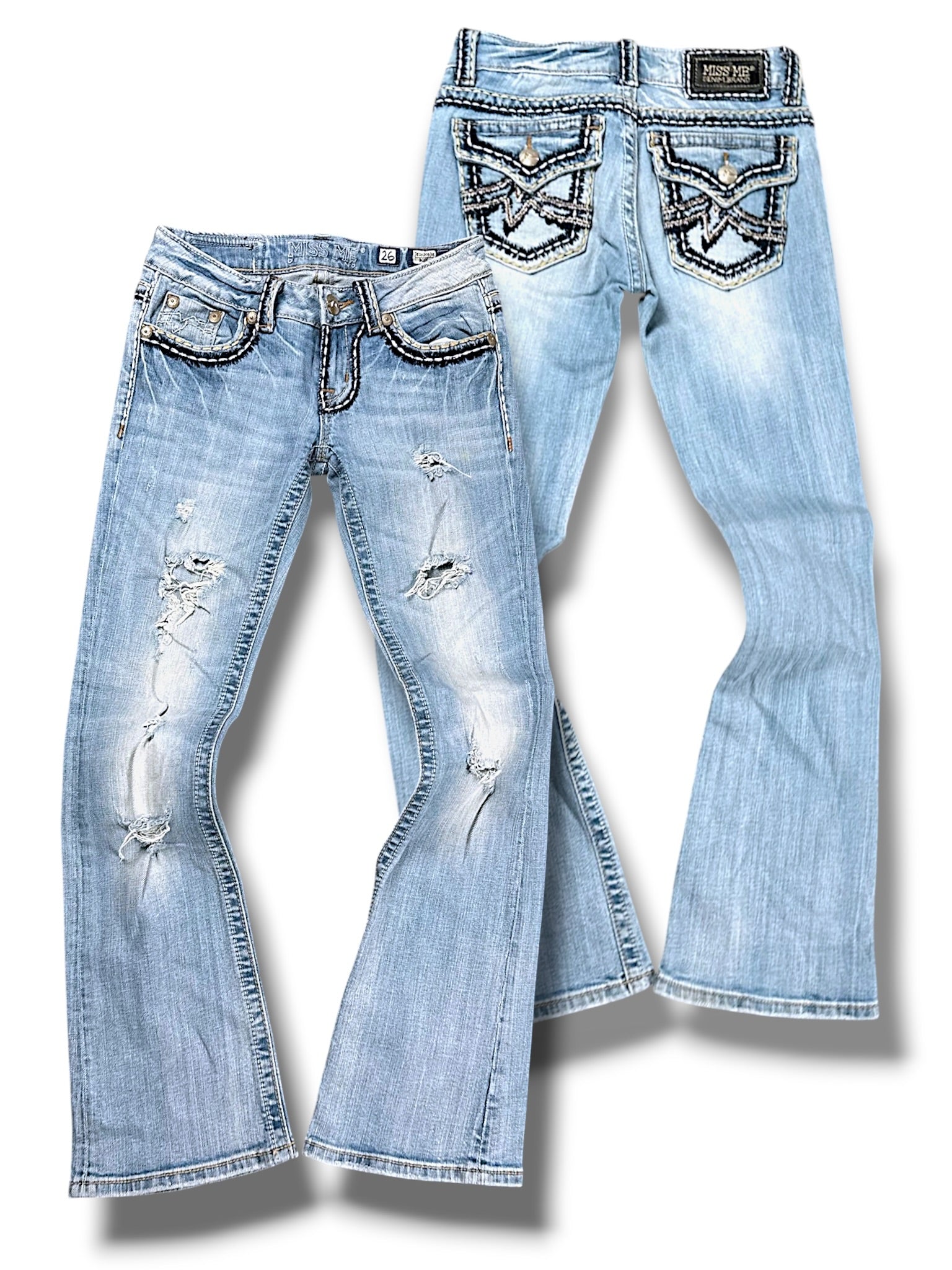 Vintage Miss Me Y2K Low Waist Bootcut Damenjeans (S)