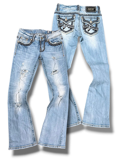 Vintage Miss Me Y2K Low Waist Bootcut Damenjeans (S)