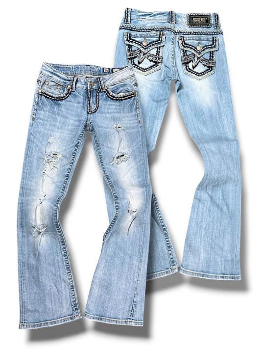 Vintage Miss Me Y2K Low Waist Bootcut Damenjeans (S)