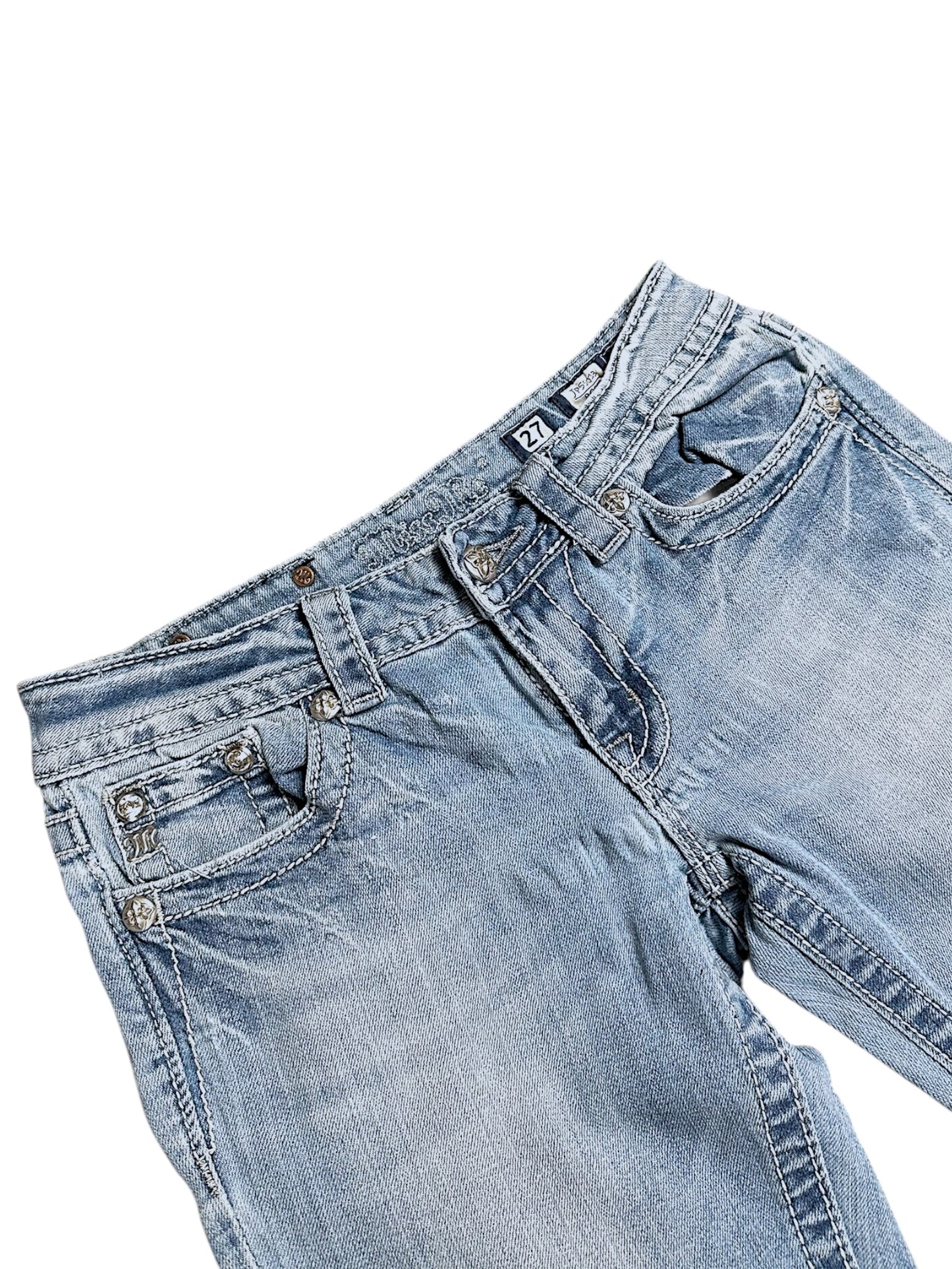 Vintage Miss Me Y2K Low Waist Bootcut Damenjeans (M)