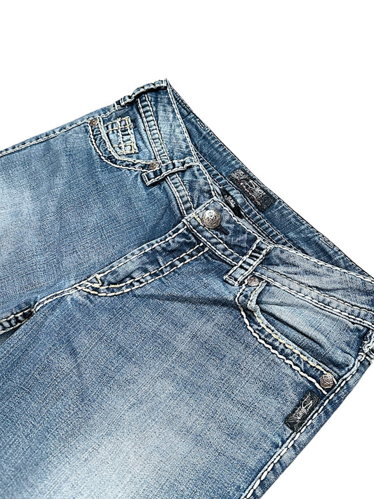 Vintage Silver Y2K Low Waist Bootcut / Flared Damenjeans (L)