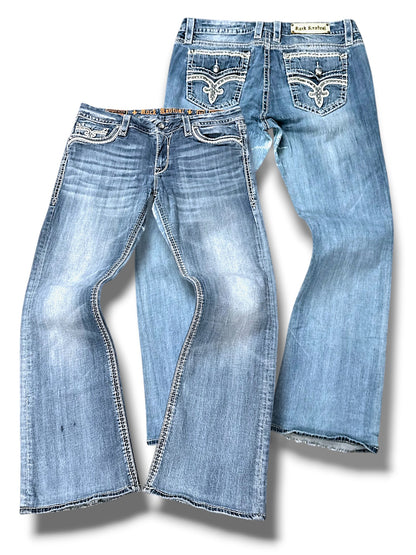 Vintage Rock Revival Y2K Low Waist Bootcut / Flared Damenjeans (L)