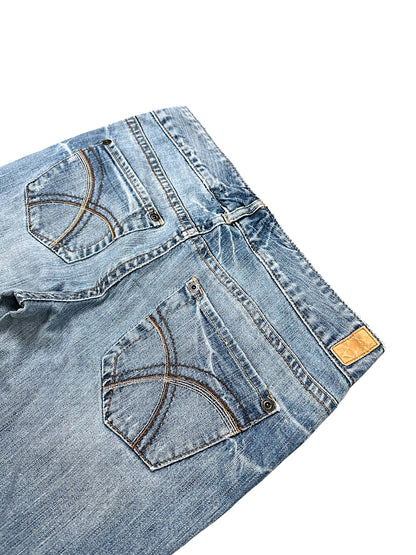 Vintage Embroidery Y2K Low Waist Bootcut / Flared Damenjeans (L)