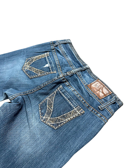 Vintage Embroidery Y2K Low Waist Bootcut / Flared Damenjeans (S)