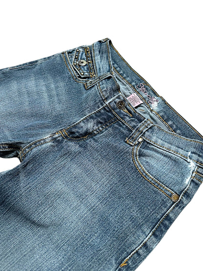 Vintage Embroidery Y2K Low Waist Bootcut / Flared Damenjeans (XS)