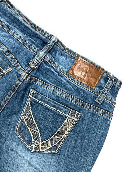 Vintage Embroidery Y2K Low Waist Bootcut / Flared Damenjeans (S)
