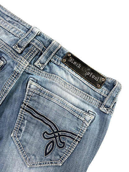 Vintage Rock Revival Y2K Low Waist Bootcut / Flared Damenjeans (S)