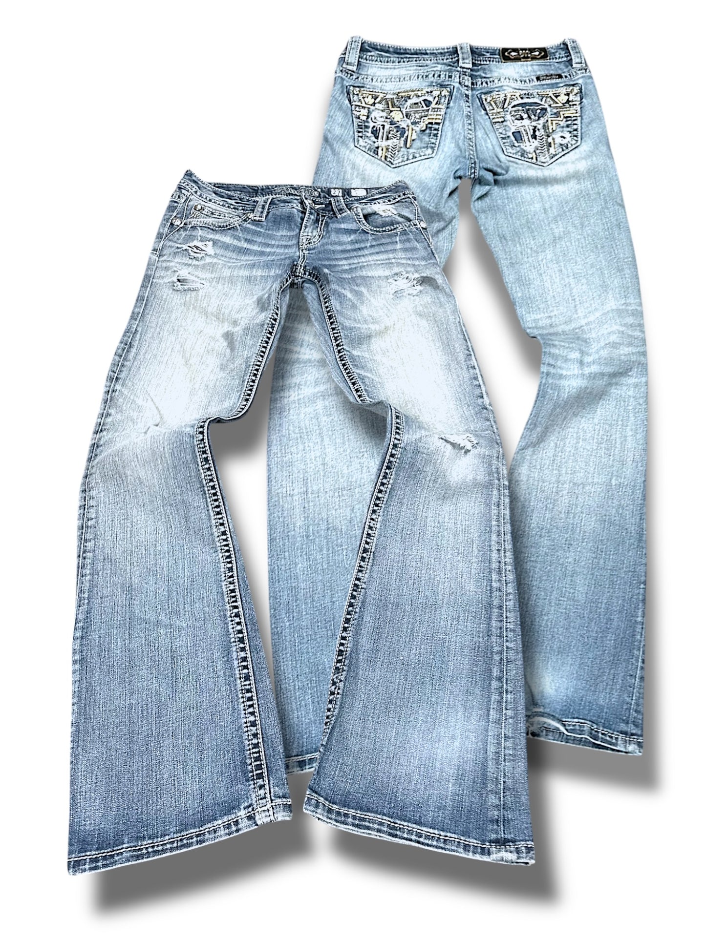 Vintage Miss Me Y2K Low Waist Bootcut Damenjeans (M)