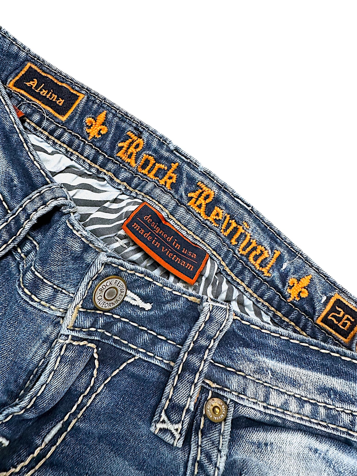 Vintage Rock Revival Y2K Low Waist Bootcut Damenjeans (S)