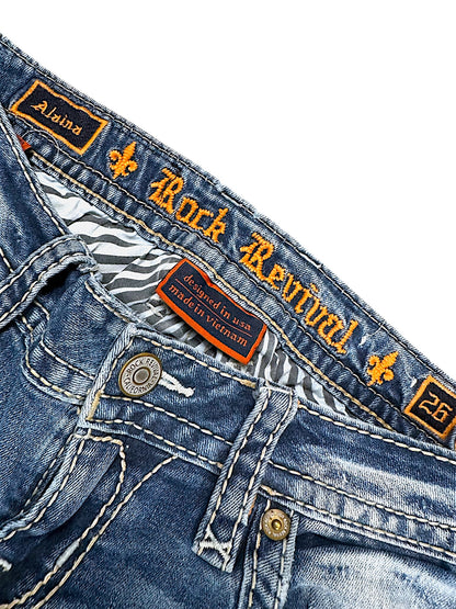 Vintage Rock Revival Y2K Low Waist Bootcut Damenjeans (S)
