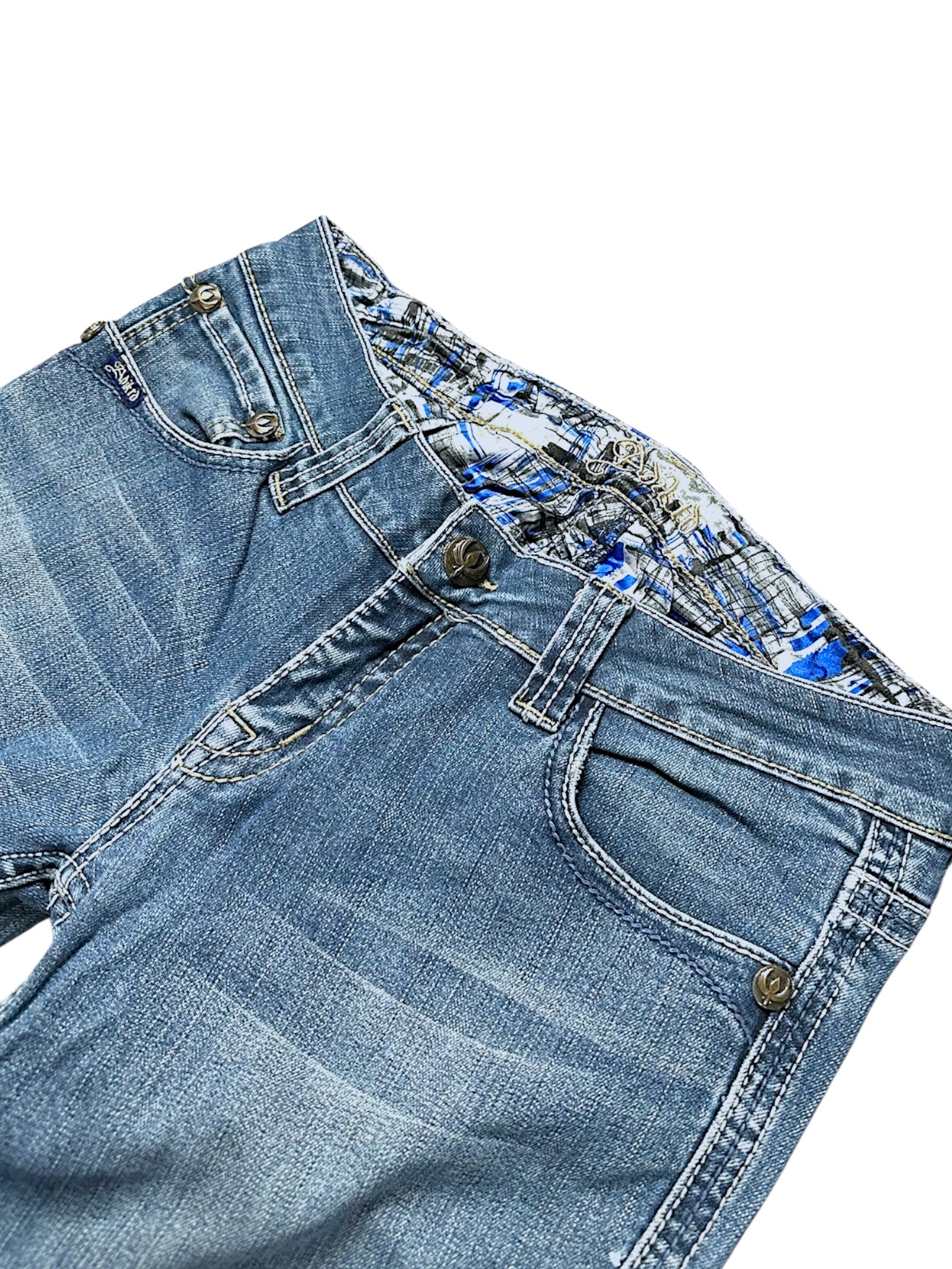 Vintage Embroidery Y2K Low Waist Bootcut / Flared Damenjeans (L)