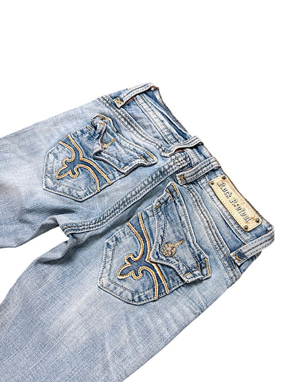 Vintage Rock Revival Y2K Low Waist Bootcut Damenjeans (S)