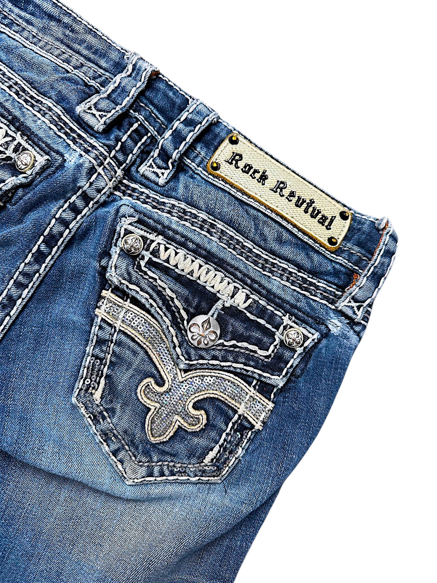 Vintage Rock Revival Y2K Low Waist Bootcut / Flared Damenjeans (S)