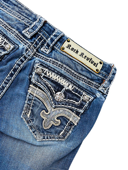 Vintage Rock Revival Y2K Low Waist Bootcut / Flared Damenjeans (S)