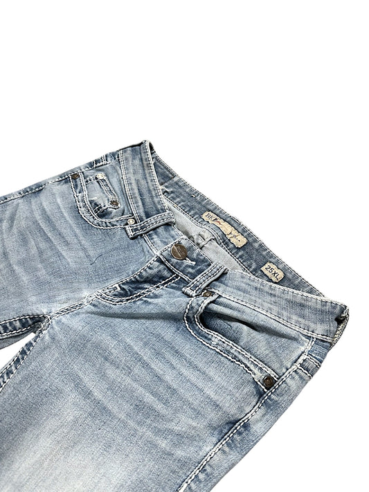 Vintage Embroidery Y2K Low Waist Bootcut / Flared Damenjeans (L)