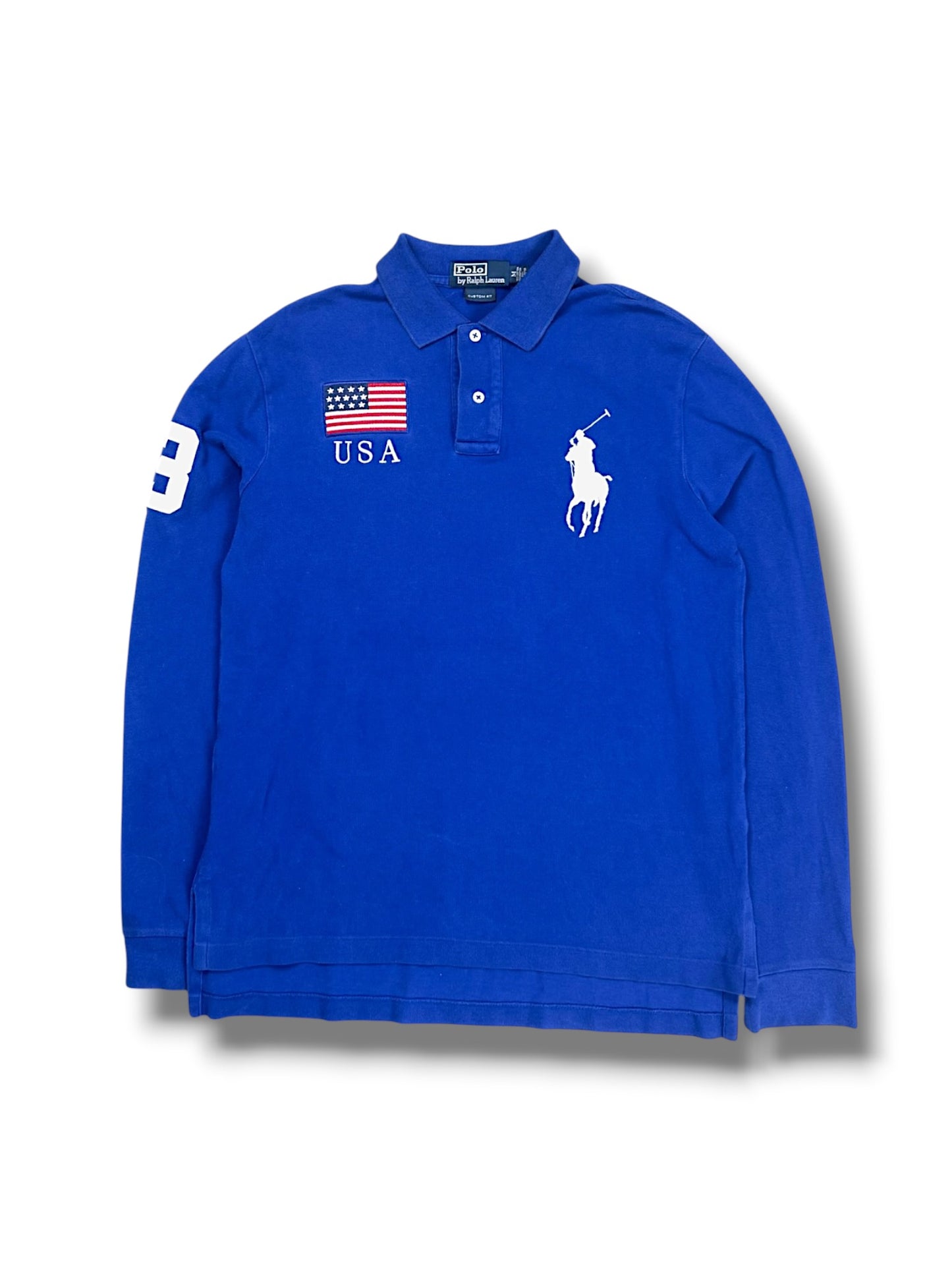 Vintage Ralph Lauren Y2K „USA“ Langarm Polo (M)