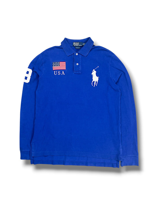 Vintage Ralph Lauren Y2K „USA“ Langarm Polo (M)