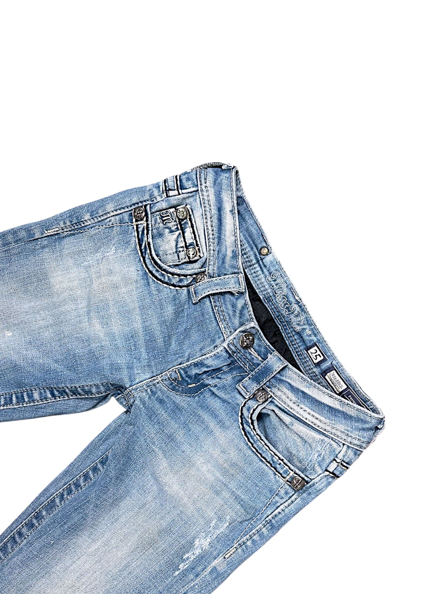 Vintage Miss Me Y2K Low Waist Bootcut Damenjeans (S)