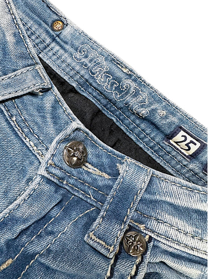 Vintage Miss Me Y2K Low Waist Bootcut Damenjeans (S)