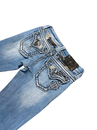 Vintage Miss Me Y2K Low Waist Bootcut Damenjeans (S)