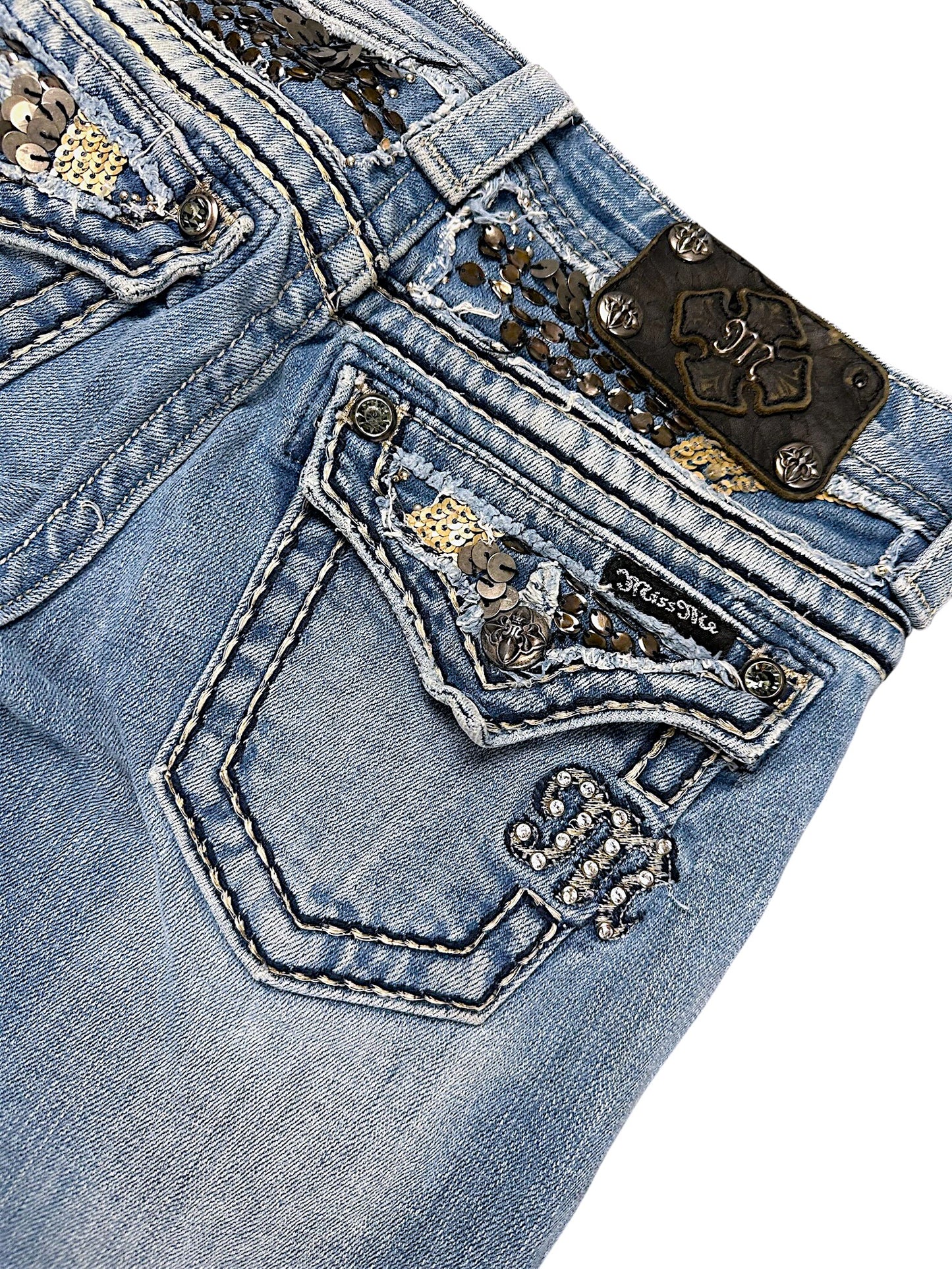 Vintage Miss Me Y2K Low Waist Bootcut Damenjeans (S)
