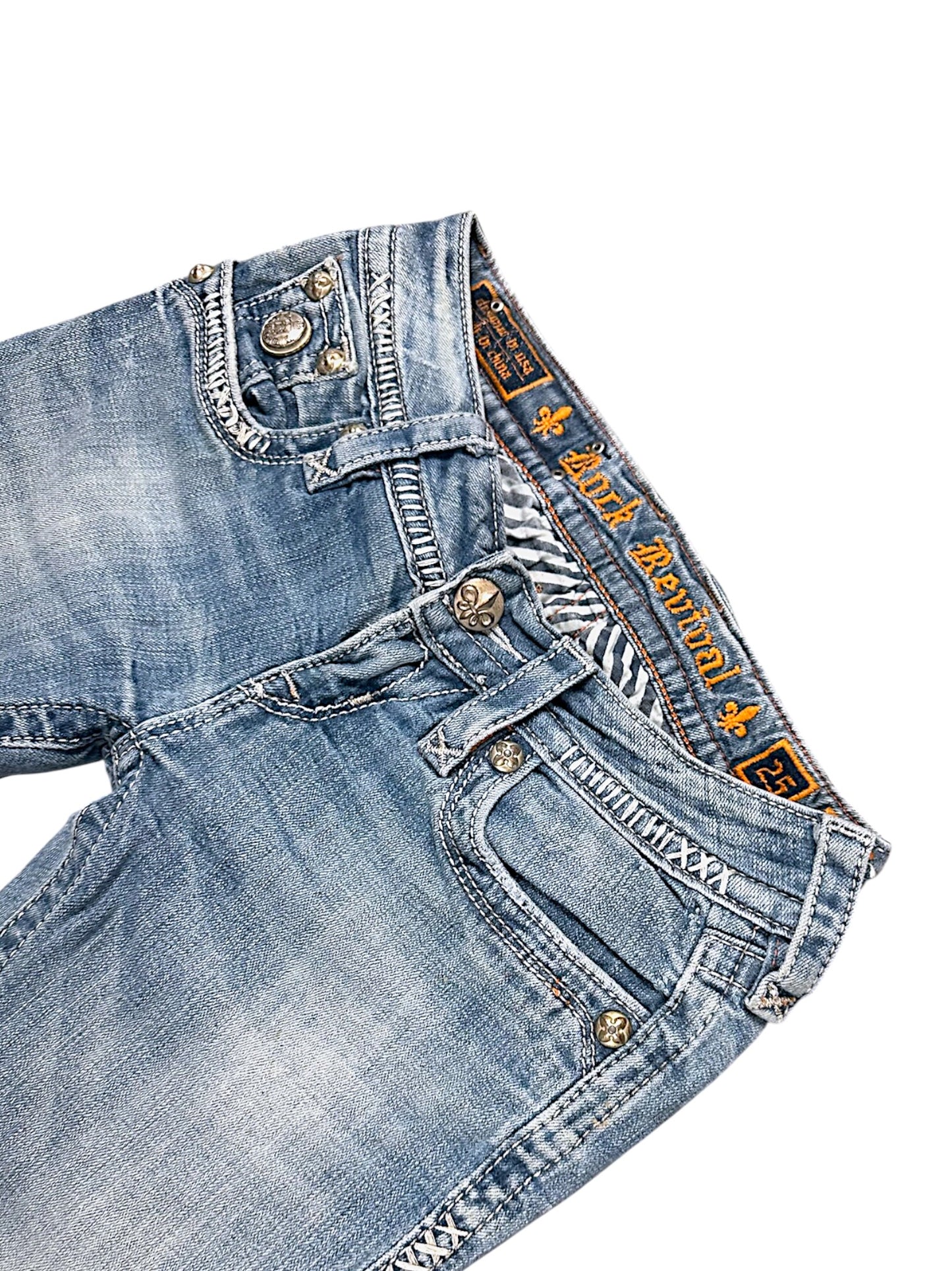 Vintage Rock Revival Y2K Low Waist Bootcut Damenjeans (S)