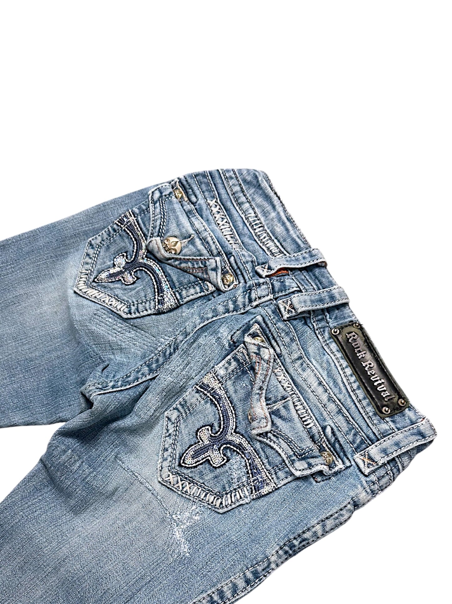Vintage Rock Revival Y2K Low Waist Bootcut Damenjeans (S)