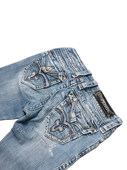 Vintage Rock Revival Y2K Low Waist Bootcut Damenjeans (S)