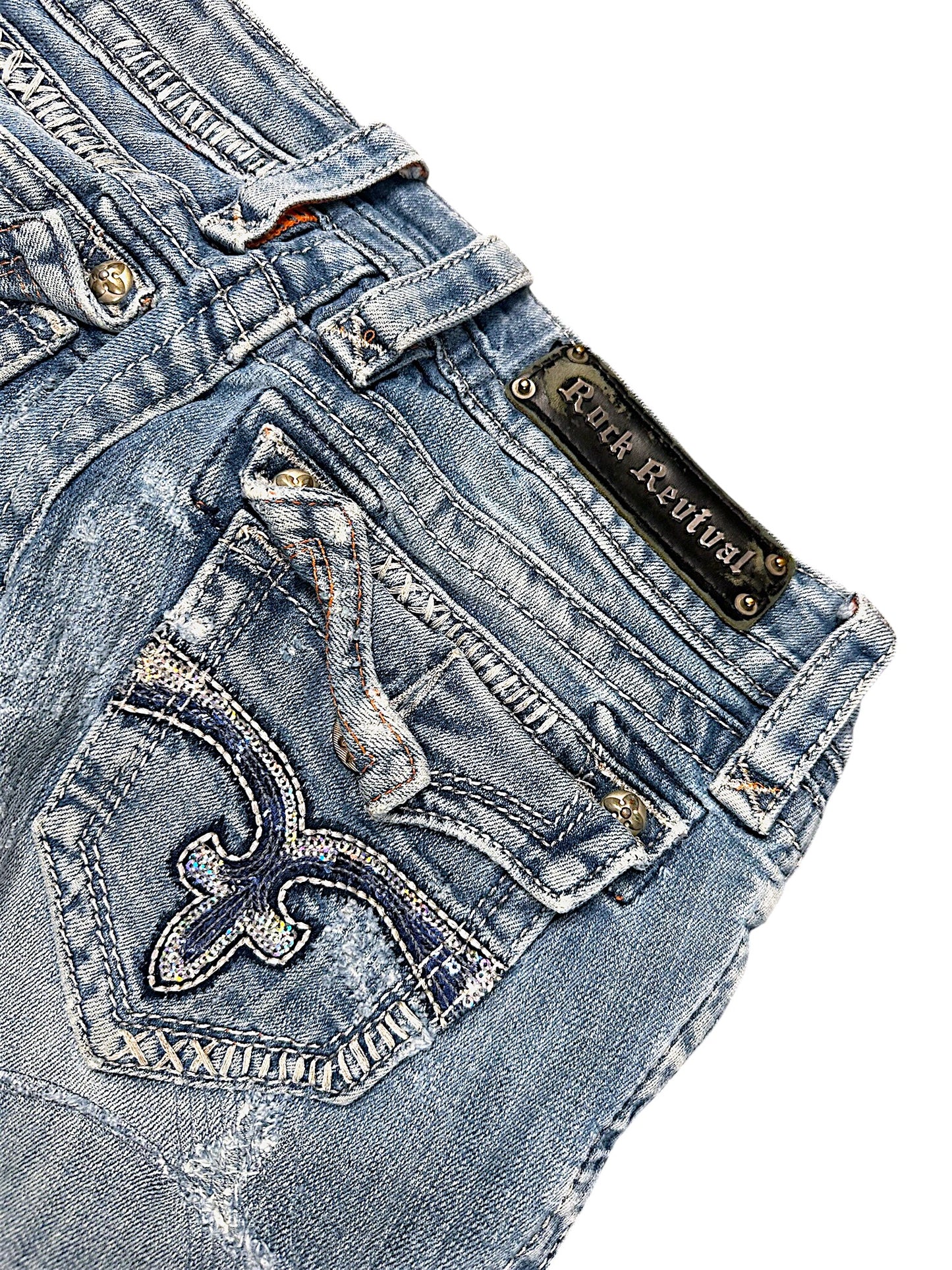 Vintage Rock Revival Y2K Low Waist Bootcut Damenjeans (S)