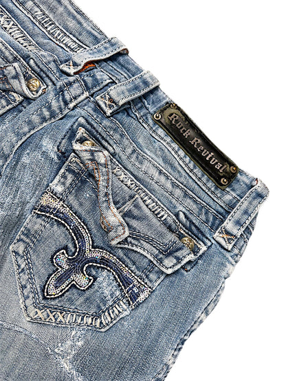 Vintage Rock Revival Y2K Low Waist Bootcut Damenjeans (S)