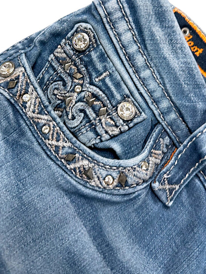 Vintage Rock Revival Y2K Low Waist Bootcut Damenjeans (S)