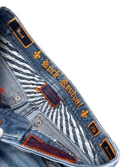 Vintage Rock Revival Y2K Low Waist Bootcut Damenjeans (S)