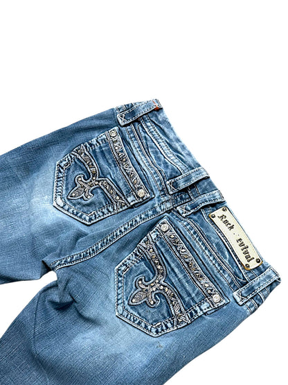 Vintage Rock Revival Y2K Low Waist Bootcut Damenjeans (S)
