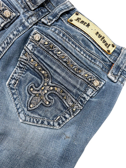 Vintage Rock Revival Y2K Low Waist Bootcut Damenjeans (S)