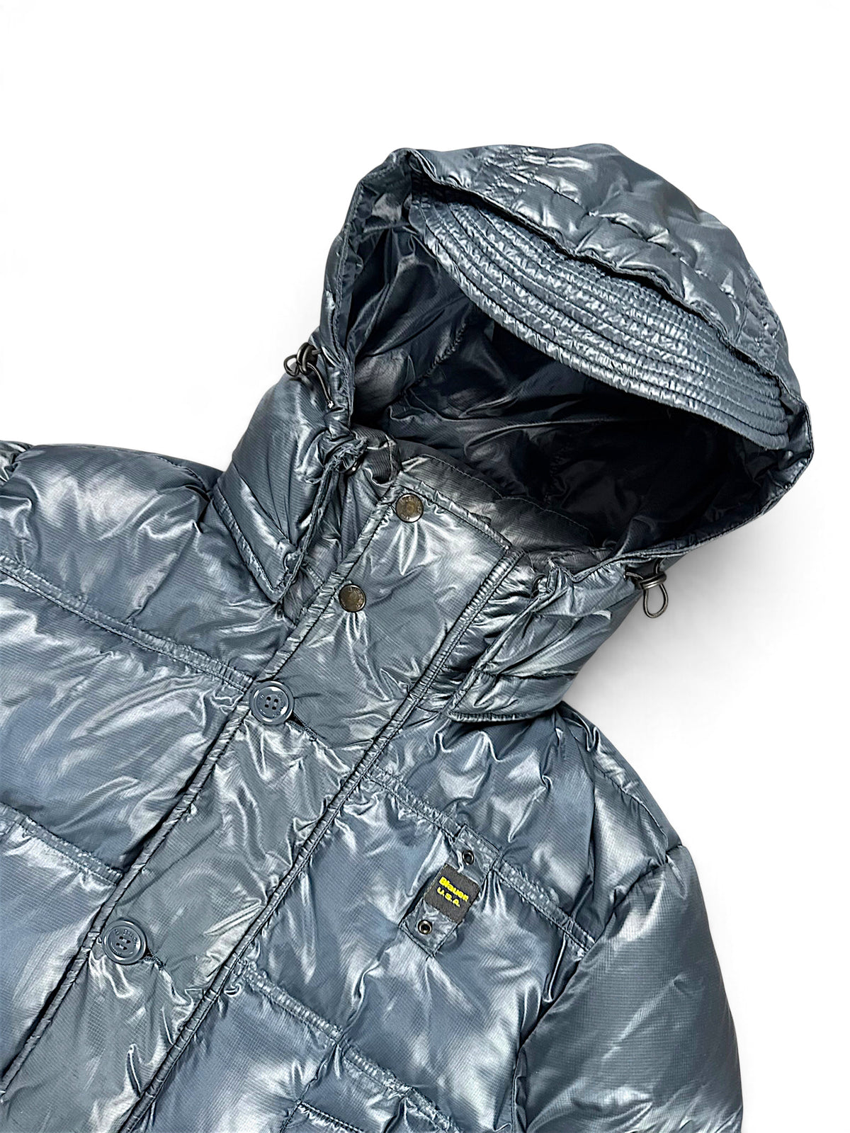Vintage Blauer Y2K Pufferjacke (M) – Detailaufnahme 1